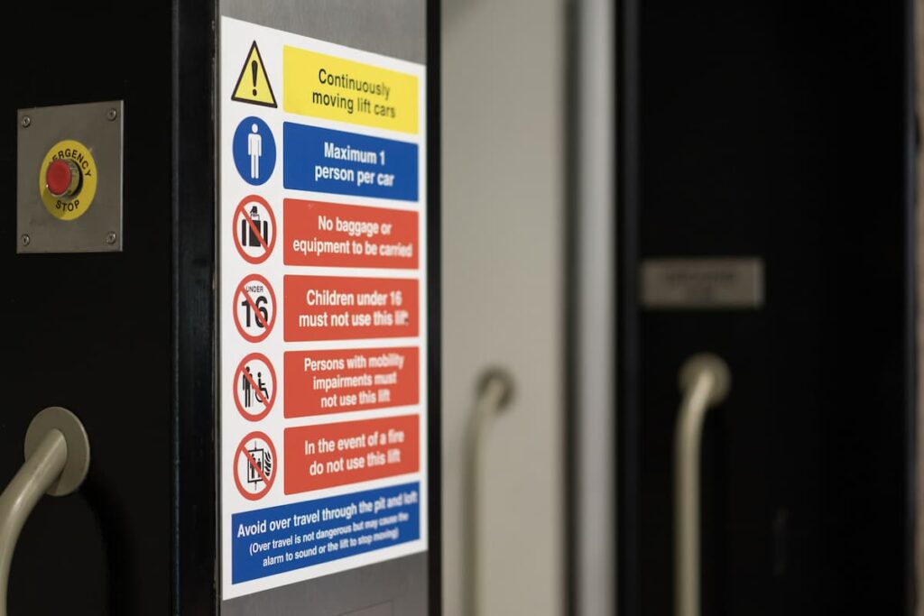 Paternoster lift refurbishment 7 essex university paternoster signage