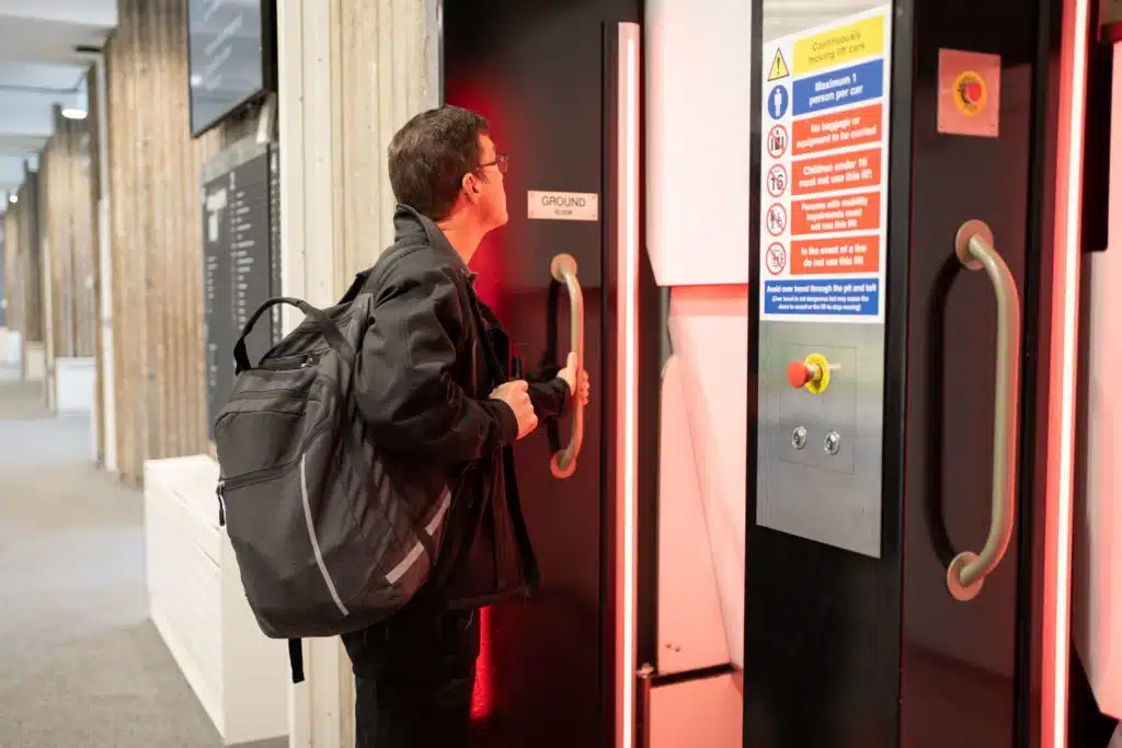 David Pickering Inspecting A Lift At The University Of Essex