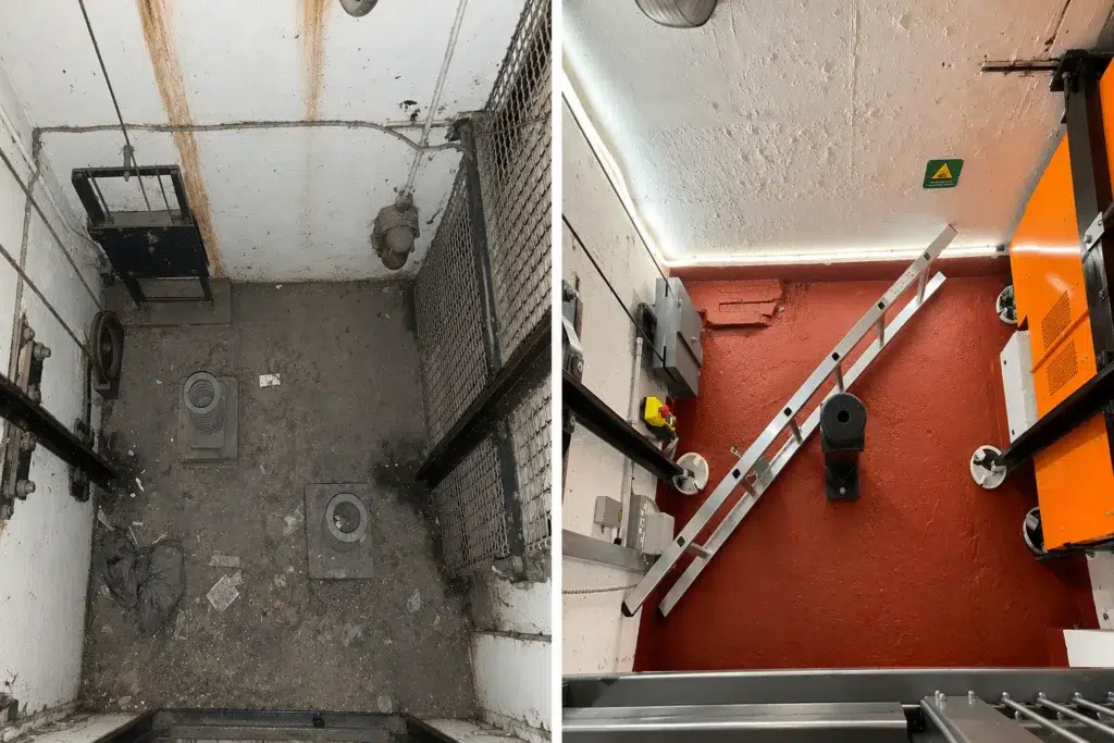 Industrial Lift Shaft Before and After